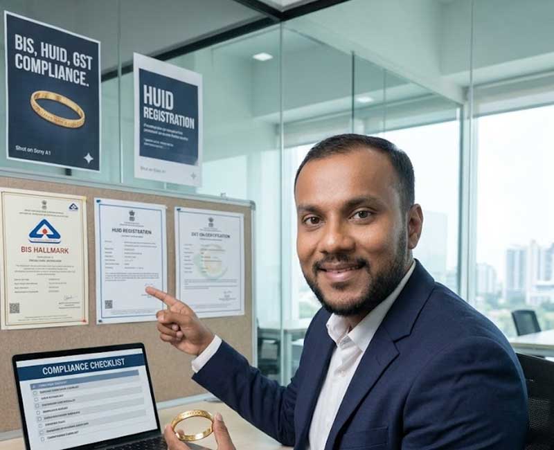 Compliance (BIS, HUID, GST) consulting for jewellery retailers by Aurvia